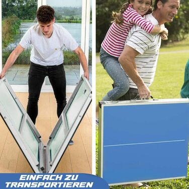 Стол для пінг-понгу EasyPong | 182x91 см | Преміум якість | Зручний для транспортування | Стабільний | Для гри в приміщенні та на вулиці | Комплект: 2 ракетки + 4 м'ячі | Оригінальний Easy Pong | Синій