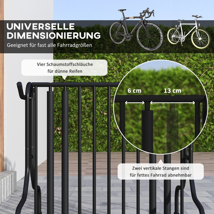 DURHAND Bicycle Stand Multi-Stand Колісна підставка Атмосферостійка підставка для 4 велосипедів, двостороння, сталева 90 x 80 x 80 см, чорна | Аосом