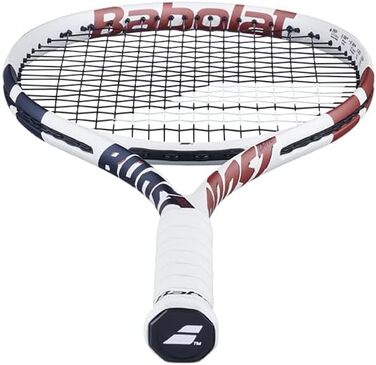 Тенісна ракетка Babolat Boost Drive: легкий графітовий фрейм, велика головка, струни 16x19, для початківців, білий/кораловий гріп
