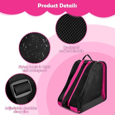 Сумка для роликів та ковзанів для дітей, рожева. З регульованим ремінцем. Підходить для роликів, ковзанів та хокею.