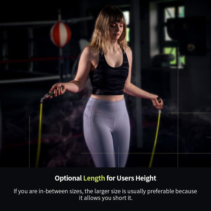 Важкий скакалка Hererope для фітнесу, 0,6 кг, лимонний колір, довжина 9'0