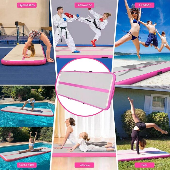 Гімнастична килимок JOYTALENT Air Matte Track з надувним покриттям, 10 см, 300 x 100 x 10 см (Рожевий)