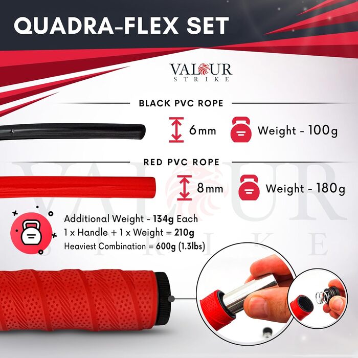 Валірна Страйк: Важкий скакалка для кардіотренувань та фітнесу | Quadra-Flex Set