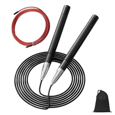 Стрибкове канат CRHOEIQ для дорослих: регульована довжина, алюмінієва ручка, 2 запасні канати, самоблокуюча конструкція