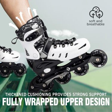 Дитячі ролики Kuxuan з підсвіткою, регульовані, для дівчаток та хлопчиків, розмір EU 31-35 (білі)