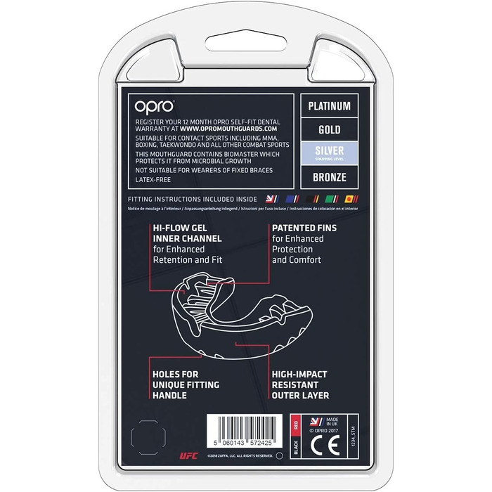 Захисний капу OPRO UFC Silver Junior чорний/червоний для MMA, BJJ, боксу та інших єдиноборств