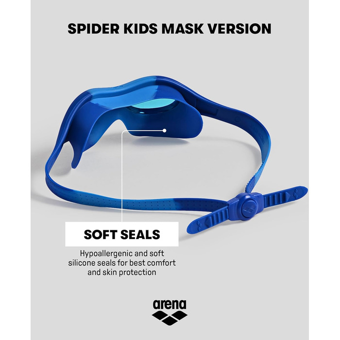 Дитяча маска для плавання arena Spider Kids – антифог, великі лінзи, середньотемні, UV-захист, саморегульований перенісся
