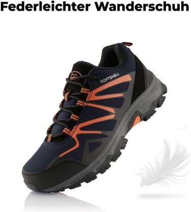 Черевики для піших прогулянок для жінок та чоловіків, трекінгові черевики, дихаючі, чорно-зелені (37 EU, темно-синьо-помаранчеві)