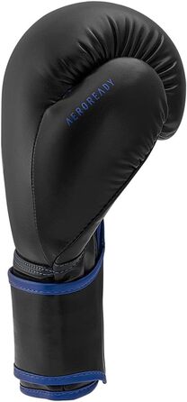 Боксерські рукавички adidas Hybrid 80 для боксу, кікбоксингу, MMA, тренувань, 6 унцій, чорні/сині, унісекс