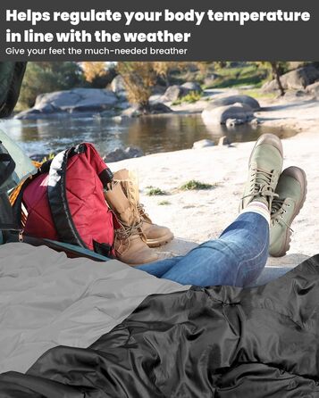 Сплячий мішок Outdoor Sportneer для дорослих та дітей - легкий, зручний, для кемпінгу, піших прогулянок, 220x80см, чорний+сірий