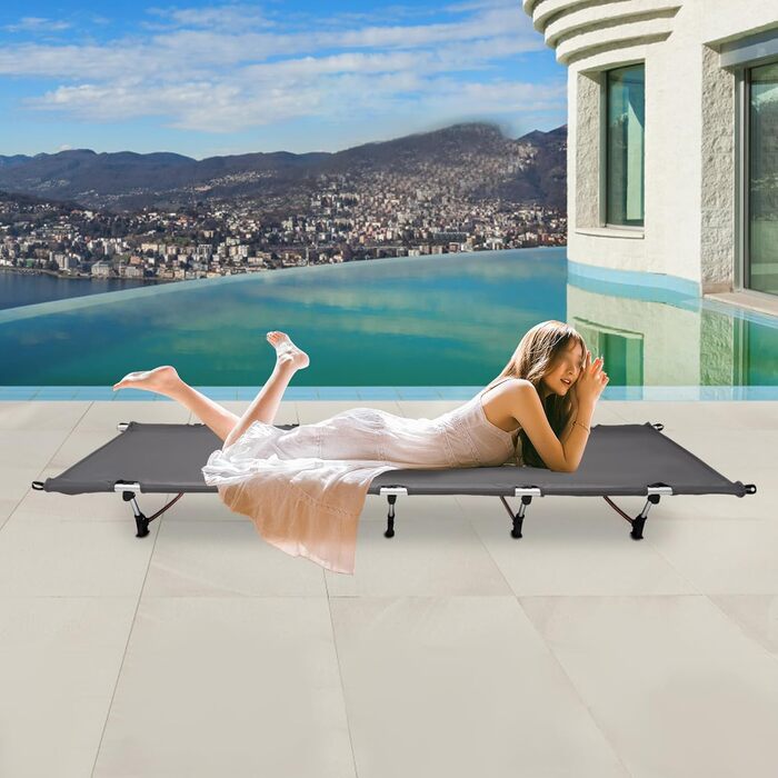 Розкладне ліжко для кемпінгу, туристичне ліжко-крісло, 190x65x15 см, з сумкою, до 150 кг