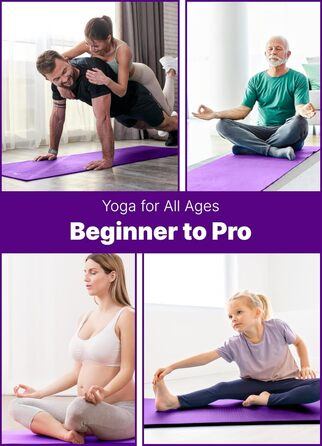 Килимок для йоги ROMIX, 10 мм, антиковзаючий, екологічний, з сумкою та ременем, преміум-якість, нетоксичний, для фітнесу, пілатесу, спортзалу, подорожей – фіолетовий