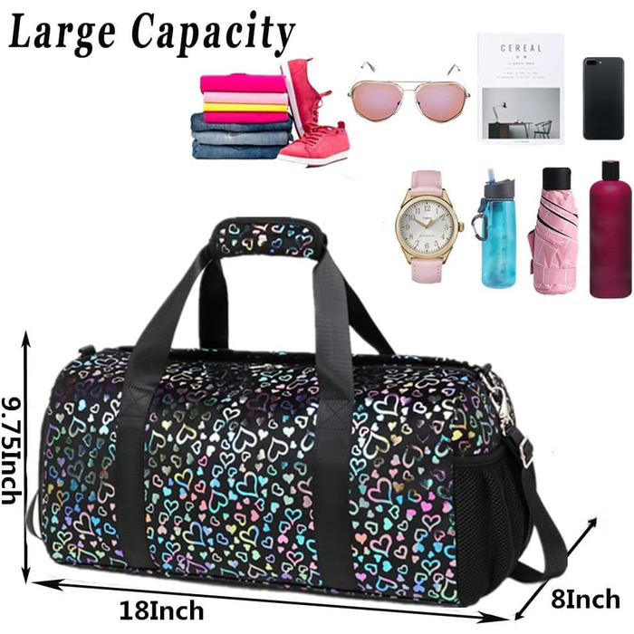 Дитяча спортивна сумка для дівчаток чорна — універсальна сумка для подорожей, тренувань, басейну та сауни з окремим відділенням для взуття