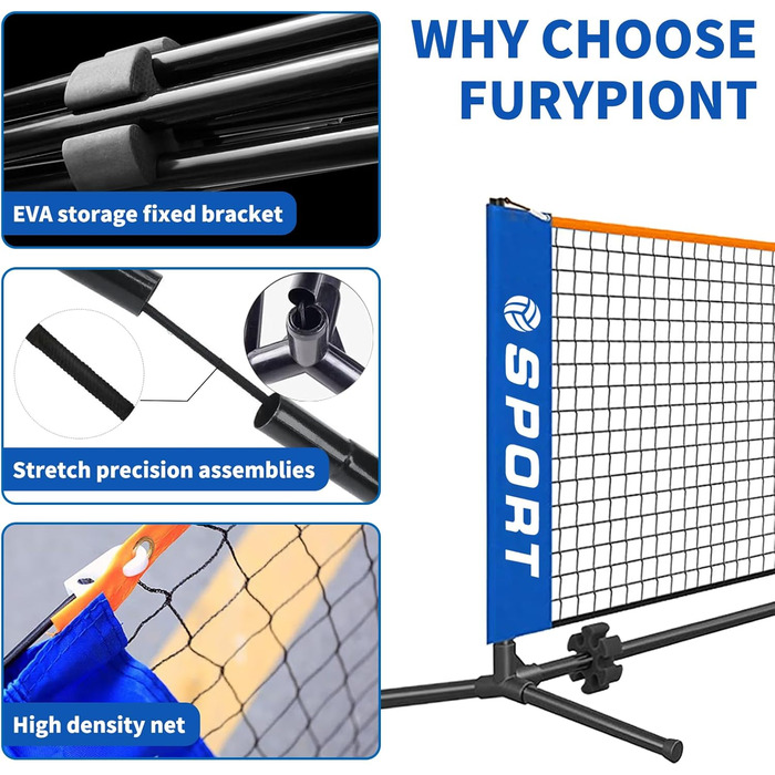 Набір для піклболу: сітка, 2 ракетки, 8 м'ячів, сумка - для дітей та початківців