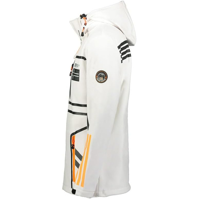 Чоловіча куртка Softshell Geographical Norway Romano — водонепроникна та дихаюча тактична куртка з капюшоном для гірських походів, лиж та активного відпочинку, біла, розмір S