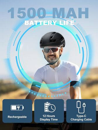 Розумний велосипедний шолом TMEOIIPY з LED-дисплеєм, USB-зарядкою та пультом для поворотників, для чоловіків і жінок