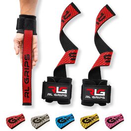 Лямки для тяги RL Grips з захистом зап'ясть для важкої атлетики, пауерліфтингу та бодібілдингу, червоні