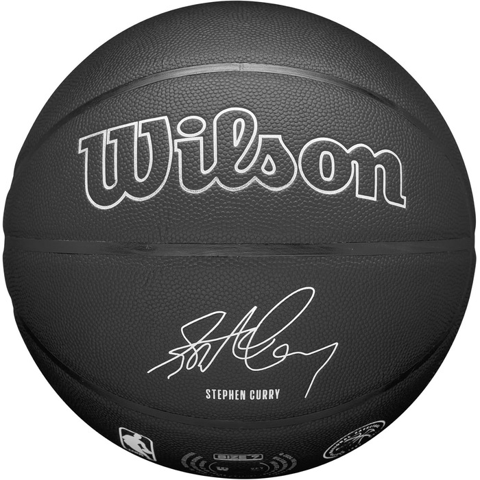 Баскетбольний м'яч Wilson NBA Player Evergreen, розмір 7, чорний, з покриттям Pure Feel, для гри на вулиці, вологостійкий, модель Curry