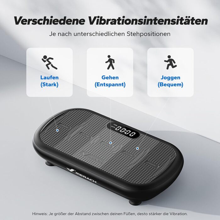 Вібраційна платформа MERACH для фітнесу та схуднення, 13 мм амплітуда, 200 кг, Bluetooth, чорна