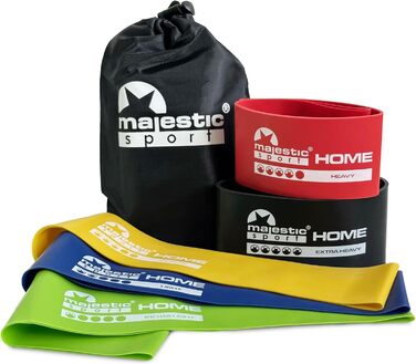 Набір фітнес-гумок Majestic Sport 5 шт. для фітнесу, пілатесу, йоги та м'язового розвитку (Booty Band, Mini Home Band)