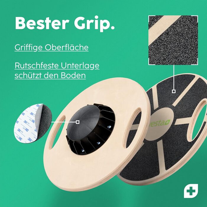 Балансборд Vesta+ Balance Board Holz з додаванням Fitness App - тренувальний балансборд з екологічного дуба, переможець у тестуванні, для покращення результатів тренувань, терапевтичний круїз, стандартний