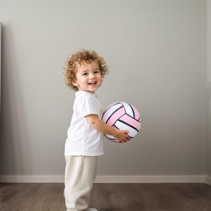 Волейбольний м'яч JSNING, м'який, для гри в приміщенні та на вулиці, розмір 5, з помпою, рожевий