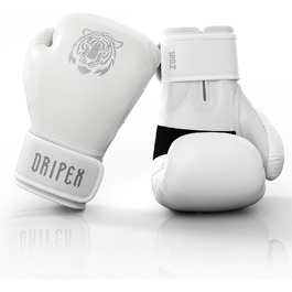 Боксерські рукавички Dripex Boxhandschuhe, рукавички для боксу та спарингу, шкіряні, для ММА, кікбоксингу, боксу, ММА, для чоловіків, жінок, підлітків (12 OZ, Weißer-Tiger)