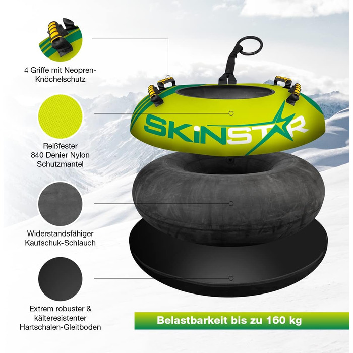 Тюбінг надувний SkinStar Profi Snow Tube 100 см, зелено-салатовий, для катання по снігу
