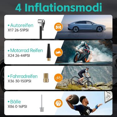 Бездротова електрична повітряна помпа 150 PSI, 6000mAh, компресор для велосипедів, мініатюрна портативна помпа з LED-ліхтариком та автостопом, перезаряджувана помпа для авто, DC 12V