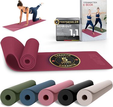 Йога мат NEOLYMP: неслизька, для захисту суглобів – килимок для фітнесу та йоги 183x61 см з PVC, фіолетовий колір. З подарунком: E-book та відеоуроки