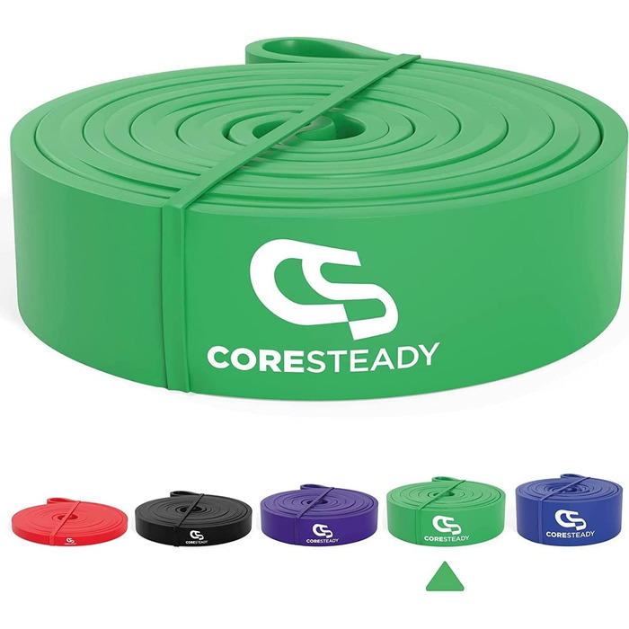Coresteady фітнес-стрічка і гумова стрічка для спорту – міцна гумова стрічка для підтягувань для чоловіків і жінок – для силових тренувань і нарощування м'язів – тренування, фітнес, допомога при підтягуваннях – фітнес-стрічка 4, зелена, сильна, 22-56 кг
