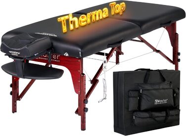 Масажний стіл Master Massage Therma Top, косметологічна, складна, з підігрівом, для Рейкі, дерев'яний, 71 см, чорний