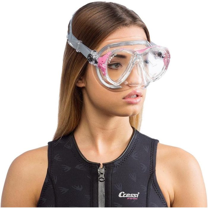 Маска для плавання Cressi Eyes Evolution Crystal (Італія) прозора/червона