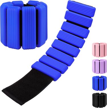 Ваги для ніг та рук, регульовані | Набір 2 шт (1 кг пара, 0,5 кг кожний) | Силіконові ваги на зап'ястя для жінок | Йога, пілатес, танець, балет, біг, плавання, кардіо (блакитні)