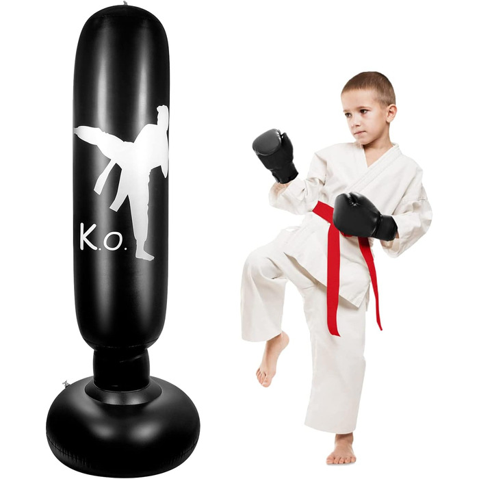Дитячий боксерський мішок YAVOCOS 160 см, надувний боксерський мішок для дітей, підлітків та дорослих, для кікбоксингу, карате, ММА, боксу, домашніх тренувань