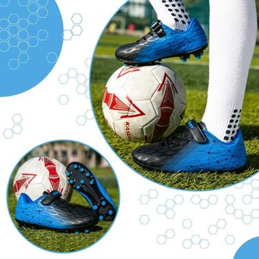 Дитячі футбольні бутси Hanani FG/AG для штучного покриття та натурального газону, чорно-сині, 33 EU (унісекс)