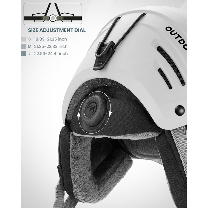 Шолом для сноуборду OutdoorMaster з маскою, захисний EPS-пінопласт, 14 вентиляційних отворів, для чоловіків, жінок та підлітків, матовий білий L