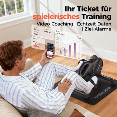 YOSUDA Pedaltrainer PRO: тренажер для ніг та рук для дому з регулюванням опору, 16 рівнів, нековзна поверхня