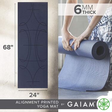 Килимок для йоги Gaiam Premium 6mm з принтом - товстий, нековзний для йоги, пілатесу та фітнесу