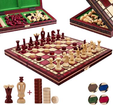 Шахи та шашки Great Kingdom Master of Chess, червоні, 35 см, ручна робота, дорожній комплект для дітей і дорослих