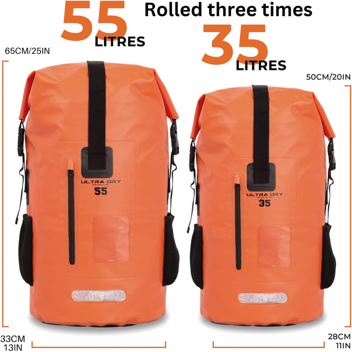 Водонепроникний рюкзак Dry Bag преміум-класу 35/55 л, мішок для телефону, ідеальний для водних видів спорту, походів, риболовлі та кемпінгу (Оранжевий)