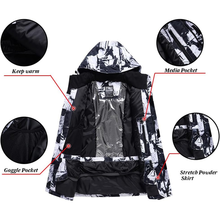 RIUIYEE Комплект чоловічий: куртка та штани для катання на лижах та сноуборді, тепла, з підігрівом, для зимових видів спорту, XXL