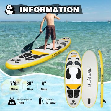 Надувне SUP-борд Panda Nero: комплект з аксесуарами (весло, насос, рюкзак, лінька, водонепроникний мішок)