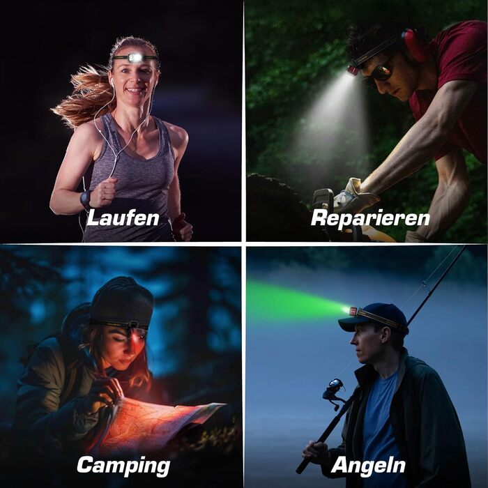 EverBrite LED налобний ліхтар: перезаряджуваний, 45г, IP67, 7 режимів, червоне/зелене світло. Ідеально для бігу, піших прогулянок, кемпінгу.