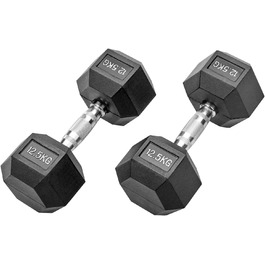 Гумові гантелі Hexagon Studio 25 кг (2x12,5 кг), чорні, для фітнесу