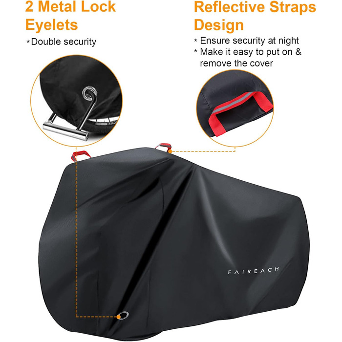Водонепроникний захисний чохол для велосипеда та електровелосипеда на 2 велосипеди з отворами для замка – з сумкою для зберігання – чорний