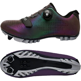 Велосипедні черевики для чоловіків та жінок, унісекс, MTB, Mountainbike, Radsportschuhe з 2 болтами та шипами, практична поворотна застібка, Bikeschuhe, фіолетовий, 39 EU