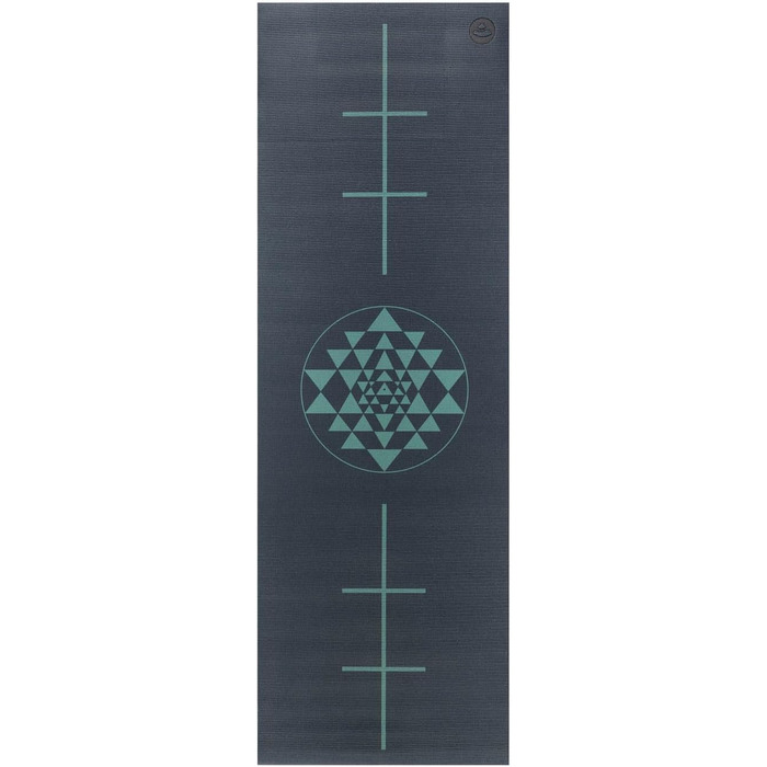 Йога мат Bodhi Leela Collection | Нековзна спортивна мат | Безпечна та миюча мат | PVC мат для йоги, пілатесу та гімнастики Yantra/Alignment, темно-синій