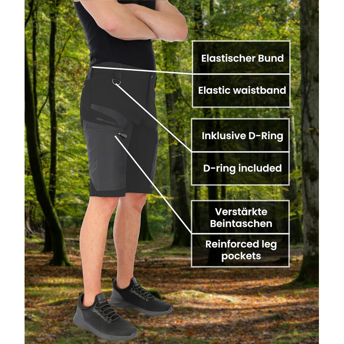 Чоловічі шорти для трекінгу PUMA Workwear Pro-One Adventure: посилений нейлон, 4-way stretch, з D-кільцем, Sky Blue (XL, Чорний/Антрацит)