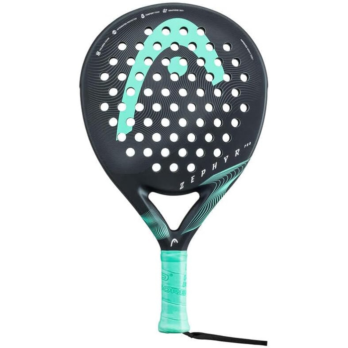 Падельна ракетка Head Zephyr Pro 2023, кругла, 365 г, чорна/синьо-зелена